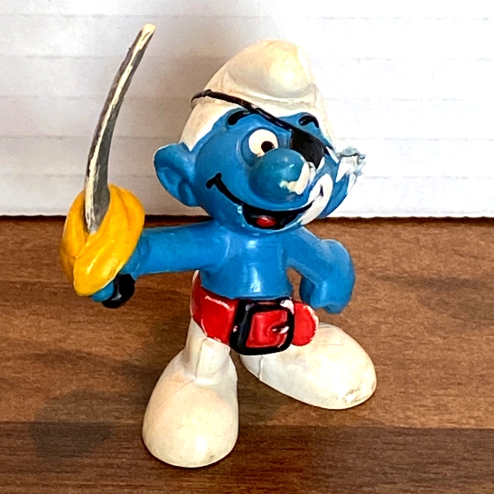 Pirate Smurf - Vintage Peyo Smurf Schleich Figurine from 1970's and 1980's